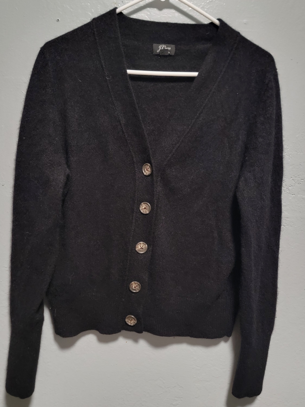 J. Crew Black V-Neck Button Cardigan